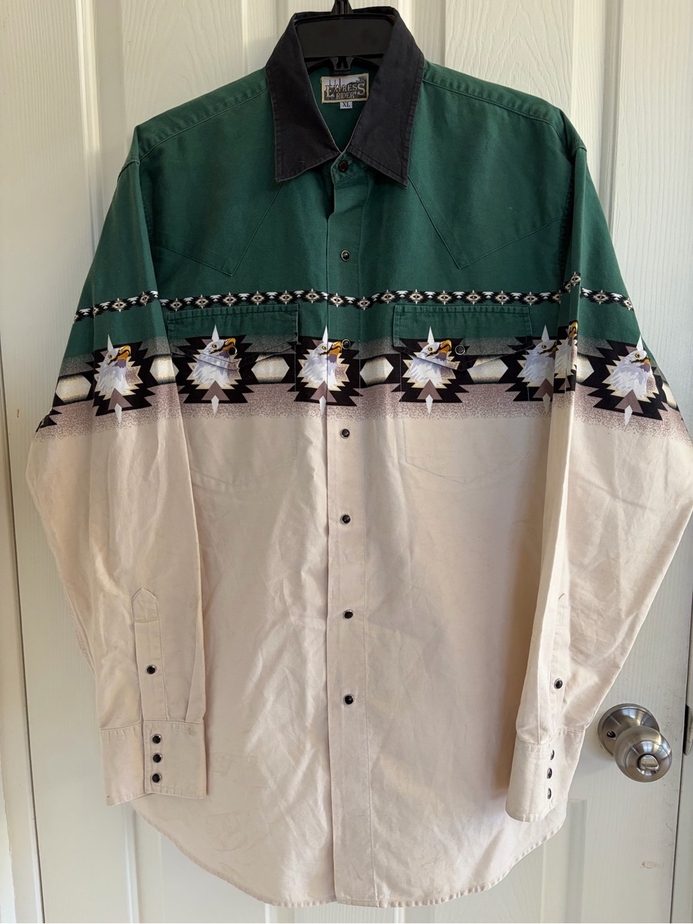 Riders by Lee Green, Black & Cream Southwestern Button-Down Shirt
